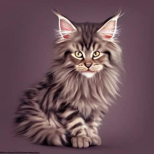 Image similar to extremely detailed portrait of a wise maine coon explaining the beauty of mathematics to its kitten. highly detailed lifelike photorealistic digital painting, artstation.