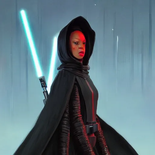 Prompt: star wars sith lord empire Rihanna profile picture by Greg Rutkowski, intricate details, futuristic, volumetric lights, streetwear, studio ghibli, Organic Painting , Matte Painting, geometric shapes, hard edges, trending on the artstation, fantasy LUT, realistic by Sachin Teng + Martin Grip + Moebius + Patrick Gleason, smooth, sharp focus, illustration, techwear, Industrial Scifi, detailed illustration, character portrait,