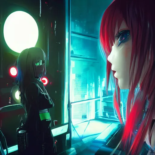anime cyberpunk movie still animatrix, small female