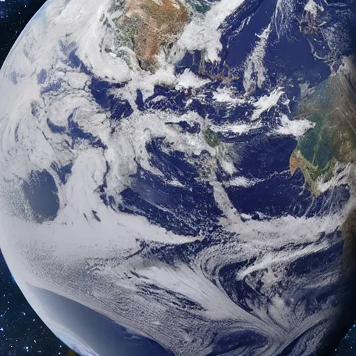 Image similar to photo of planet made out of rubber band ball, view from space