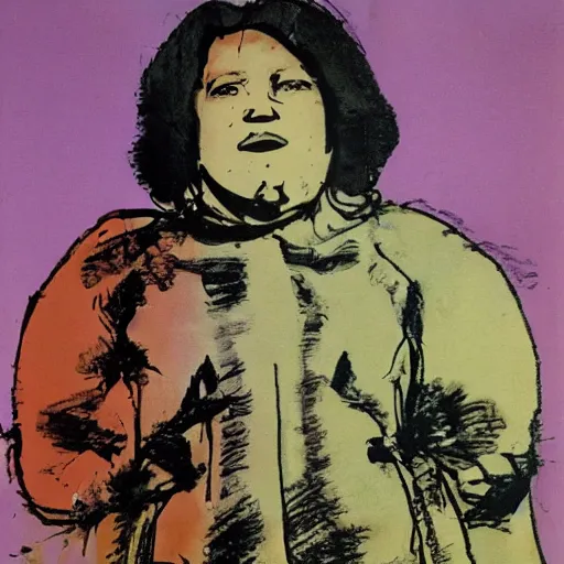 Image similar to portrait of fat man by andy warhol