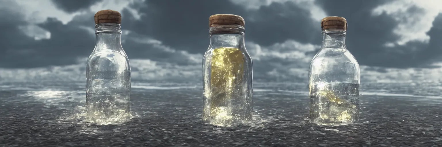 Image similar to message in a bottle, trending on artstation, photo realistic, octane render