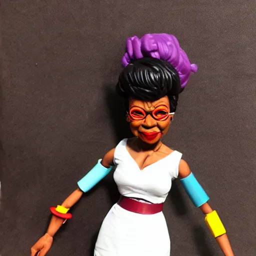 Image similar to maya angelou cosplay elaine brown, stop motion vinyl action figure, plastic, toy, butcher billy style