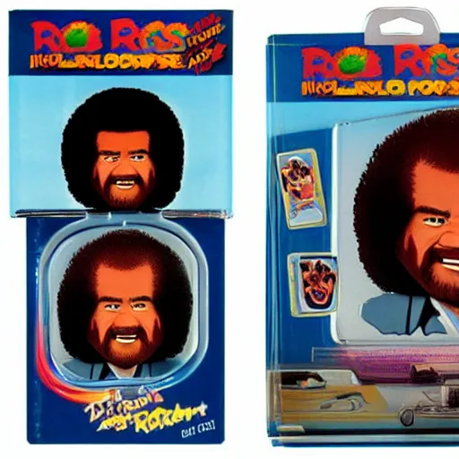 Prompt: “bob ross as a 1980s style Kenner action figure”