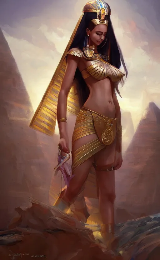 Prompt: An beautiful digital painting of an egyptian princess, by Stanley Artgerm Lau, WLOP, Rossdraws, James Jean, Andrei Riabovitchev, Marc Simonetti, and Sakimichan, trending on artstation, SFW version