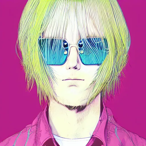 Image similar to a portrait of porter robinson blonde by inio asano, beeple and james jean, hiroyuki takahashi color scheme