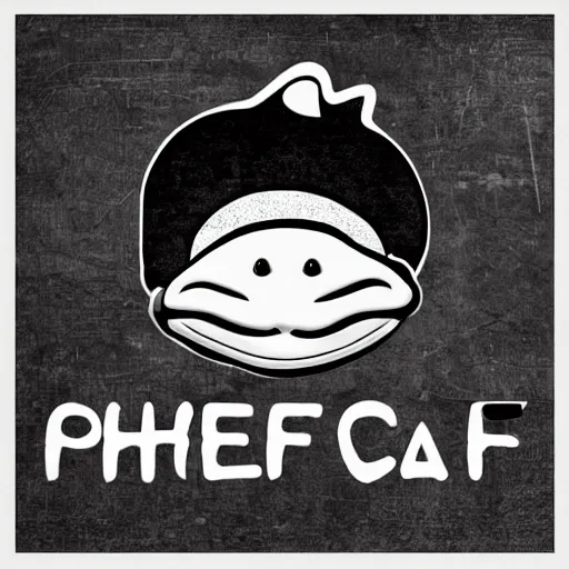 Prompt: chef platypus looking to the left, logo style, black and white