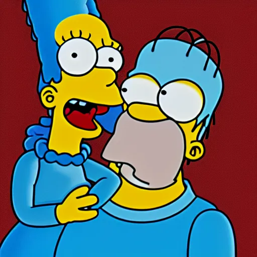 Image similar to photo of homer simpson devouring marge simpson's head, hd, 4 k, detailed