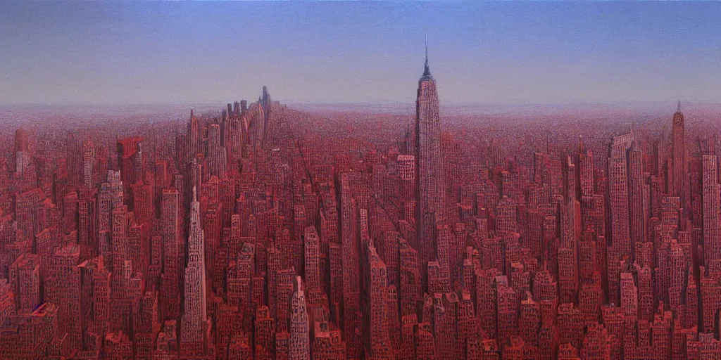 Prompt: New York CIty Skyline by Zdzisław Beksiński