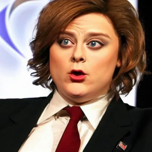 Image similar to rachel bloom crossed with donald trump, hybrid of rachel bloom and donald trump