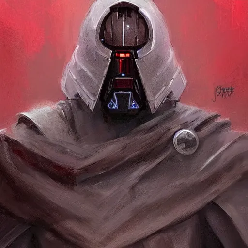 Image similar to portrait of a man by greg rutkowski, jedi emperor roan fel, short black hair, star wars expanded universe, he is about 5 0 years old, elegant, prideful, wearing red jedi armor, highly detailed portrait, digital painting, artstation, concept art, smooth, sharp foccus ilustration, artstation hq