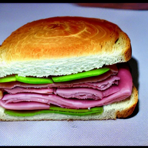 Prompt: the planet jupiter in a ham sandwich