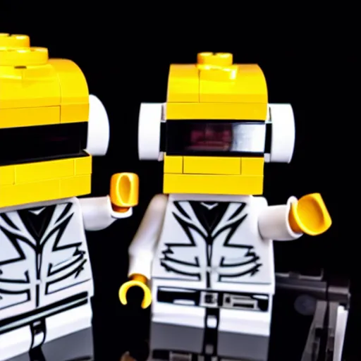 Image similar to Lego Daft Punk DJing with DJ turntables