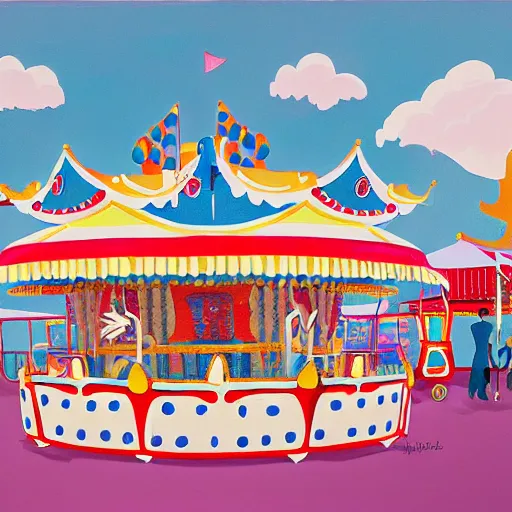 Image similar to painting of a funfair, by rik oostenbroek, james jean, amy sol