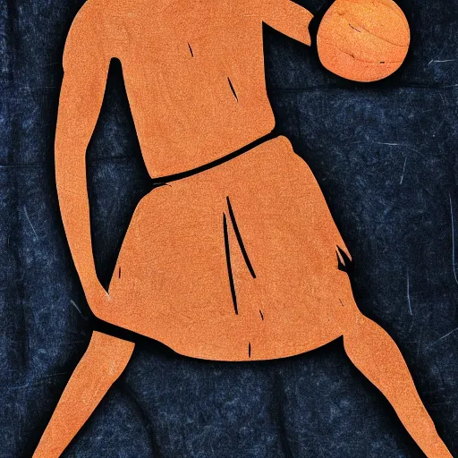 Image similar to Ancient cave painting of a basketball player, photo