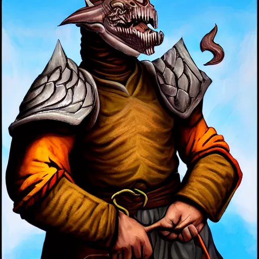 Prompt: character portrait of a dragonborn monk