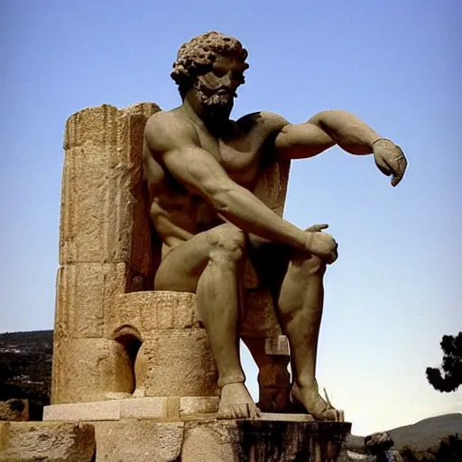 Prompt: The statue of Zeus at Olympia, Greece, was one of the seven wonders of the ancient world and arguably the most famous statue of its day. Once built as a shrine to honor the Greek god Zeus, this statue was considered the incarnate of the Greeks’ most important god, and not to have seen it at least once in one's lifetime was considered a misfortune.