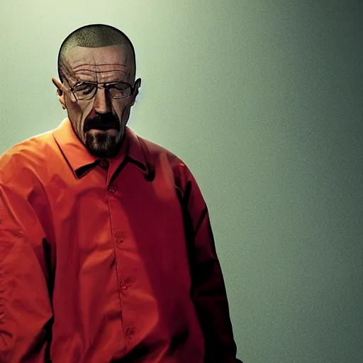 Image similar to Walter White stabs Gustavo Fring in the back, photorealistic, cinematic lighting,