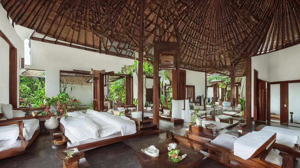 Image similar to bali interior indoor architecture, trending, famous, popular