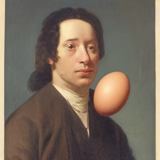 Image similar to a portrait of a man holding an egg