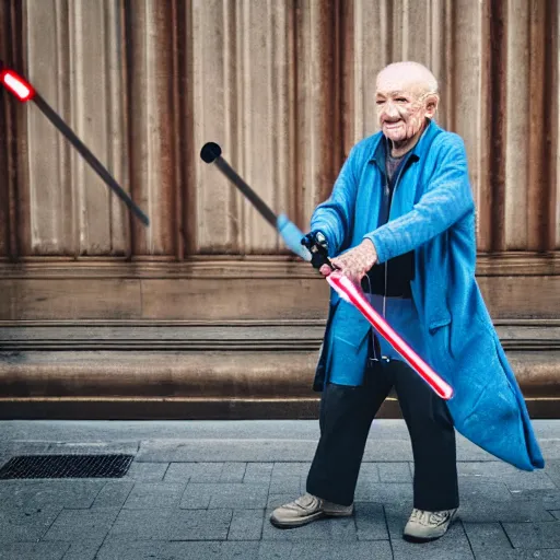 Image similar to elderly man with lightsaber, canon eos r 3, f / 1. 4, iso 2 0 0, 1 / 1 6 0 s, 8 k, raw, unedited, symmetrical balance, in - frame