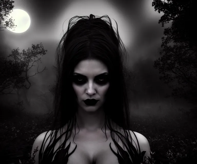 Image similar to stunning otherworldly gothic goddess of beauty, dark and mysterious, atmospheric, ominous, eerie, cinematic, epic, 8 k, 4 k, ultra detail, ultra realistic, rendered by awesomeness