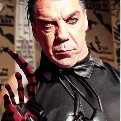 Image similar to till lindemann looks like spider man