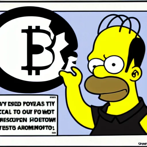 Prompt: Grumpy Homer Simpson reacts to receiving cryptocurrency