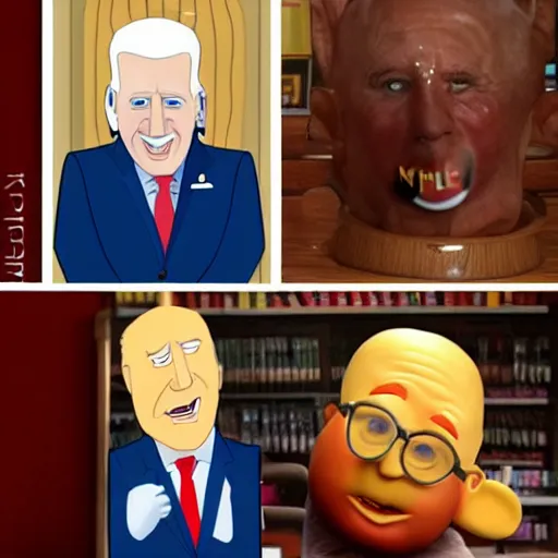 Image similar to mr. potato head dressed as joe biden
