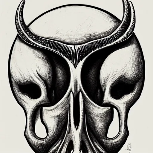 Image similar to beautiful portrait artwork of a viking skull by Aaron Horkey, featured on artstation