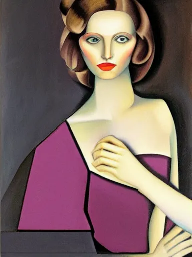 Image similar to portrait of abbey lee by tamara de lempicka