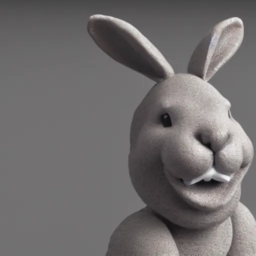 Image similar to an award winning clay sculpture of a funny bunny made by michelangelo in times square, 3 d render, hyper detailed, sharp focus, 8 k resolution