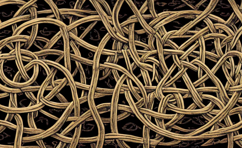 Image similar to a network of thick vines intertwined in the shape of a Celtic knot, central composition 8k