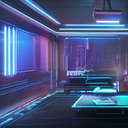 Prompt: Octane render of a scene featuring a holographic 3d desktop interface in a detective's apartment. inspired by the film \Bladerunner 2049\ (2017). Trending on Artstation, CGstation. 4k. HDR. Raytracing. Fascinating fantastic intriguing cool badass awe-inspiring mysterious amazing wow futuristic interesting cinematic.