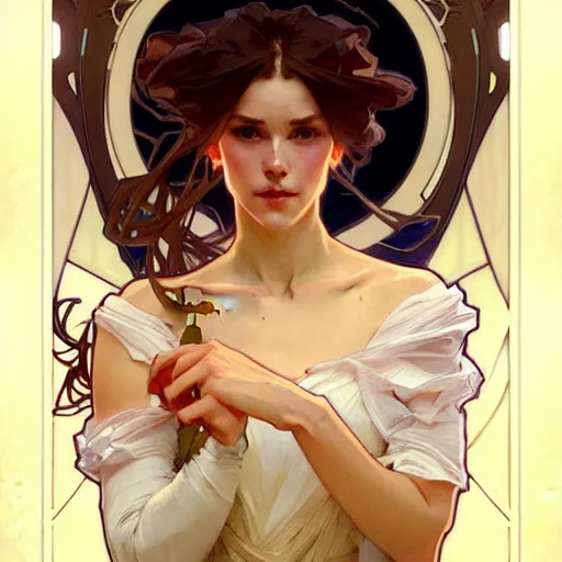 Prompt: digital character concept art by artgerm greg rutkowski alphonse mucha. full painting of a expressive princess. hyper detailed, cute overbite, wearing quilted petticoat, intricate, elegant, digital painting, artstation, smooth, sharp focus