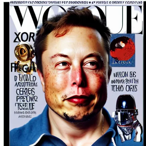 Prompt: a portrait of elon musk as an astronaut in mars, vogue magazine cover, highly detailed