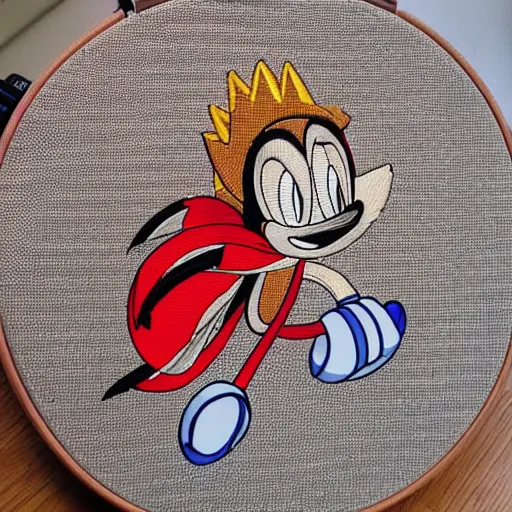 Image similar to a backpack embroidery obama sonic the hedgehog super Mario