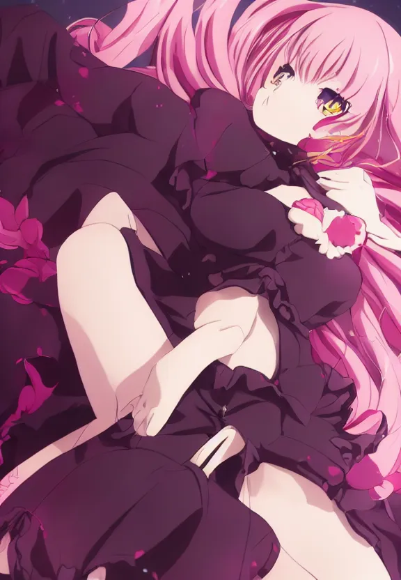 Prompt: Beautiful, Attractive, Anime, Shalltear, Albedo, Solution, Girl, Woman, Relaxing, Relax, Late at night, character design, Studio Photography