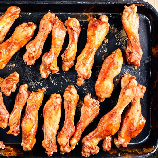 Image similar to lined up chicken wings dancing in a disco