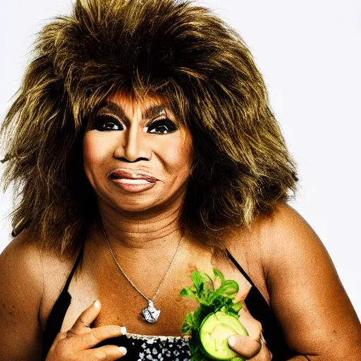 Prompt: tina turner portrait, turnip hair, colored, dslr, photoshoot