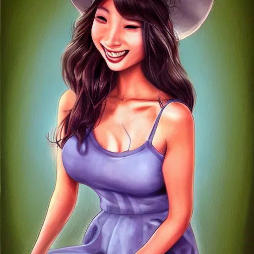 Prompt: woman in a sundress smiling, by artgerm