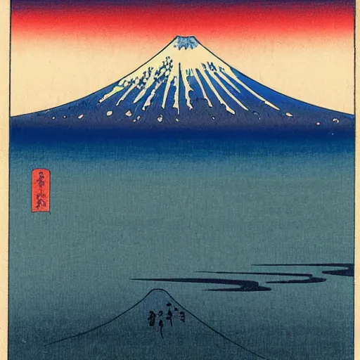 Prompt: Mt. Fuji, by Hokusai