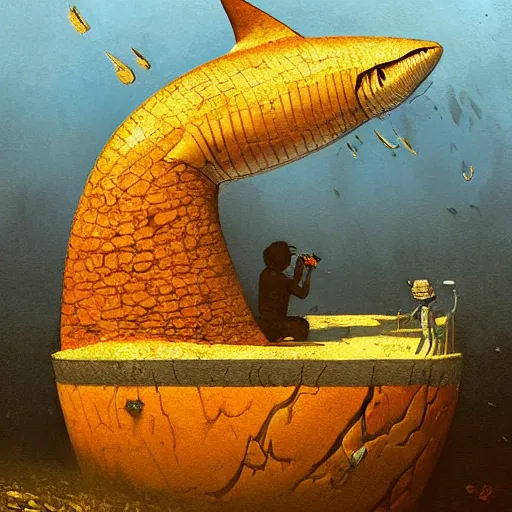 Prompt: smoky 1975 large galaxy cylinder shark fjord spice wheat , by Esao Andrews and Jakub Różalski and Paul Klee , trending on cgsociety , flat shading , tiki