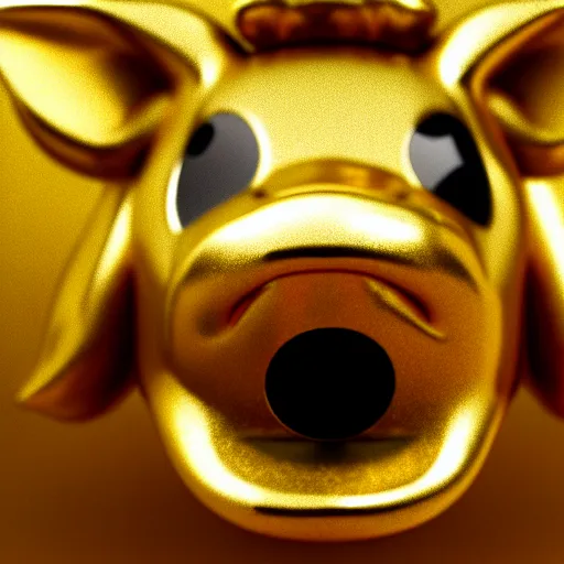 Prompt: cute gold pig symbol with a coin in it's mouth : : ornate, dynamic, particulate, intricate, elegant, highly detailed, centered, artstation, smooth, sharp focus, octane render, 3 d