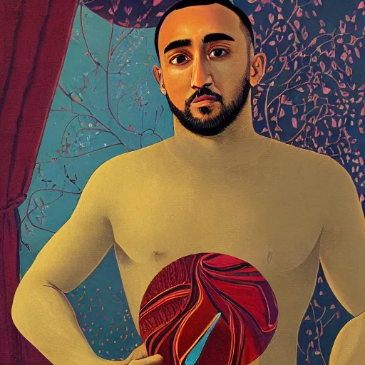 Image similar to painting of dimitri payet very detailled, by artgem, botticelli and victo ngai