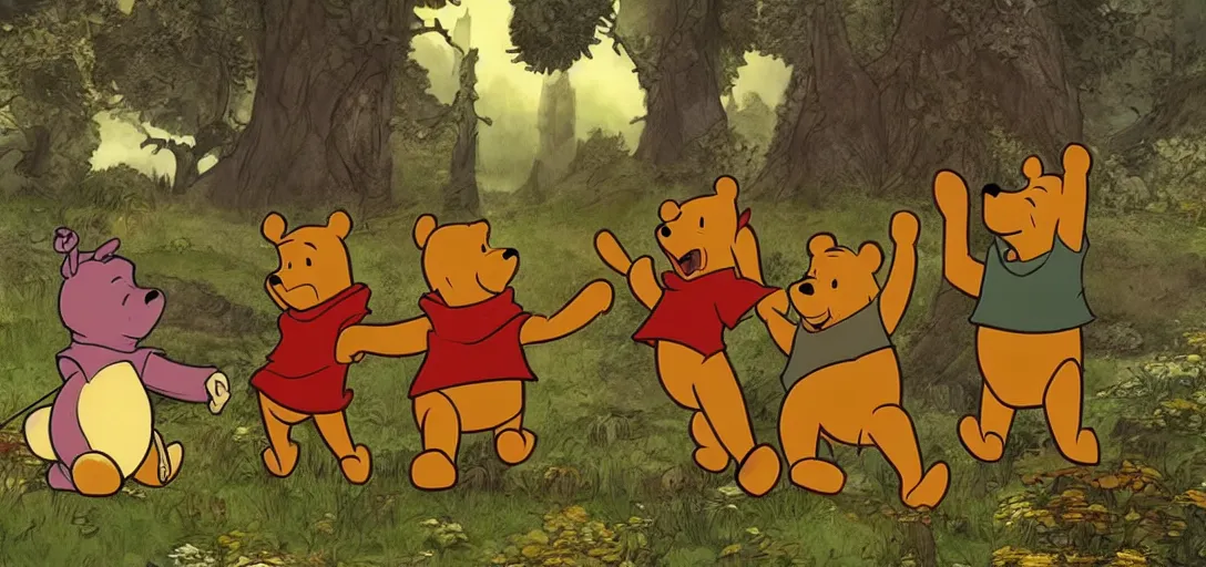 Image similar to Winnie the pooh in dark souls style