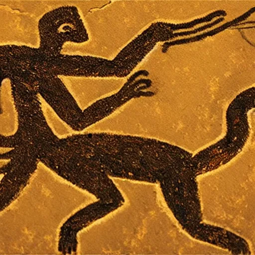 Image similar to hunting, paleolithic cave painting