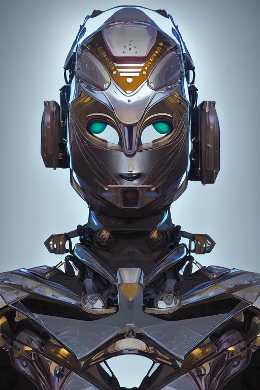 Image similar to solarpunk cyborg queen fantasy art mask robot ninja stylized digital illustration sharp focus, elegant intricate digital painting artstation concept art global illumination ray tracing advanced technology chaykin howard and campionpascale and cooke darwyn and davis jack