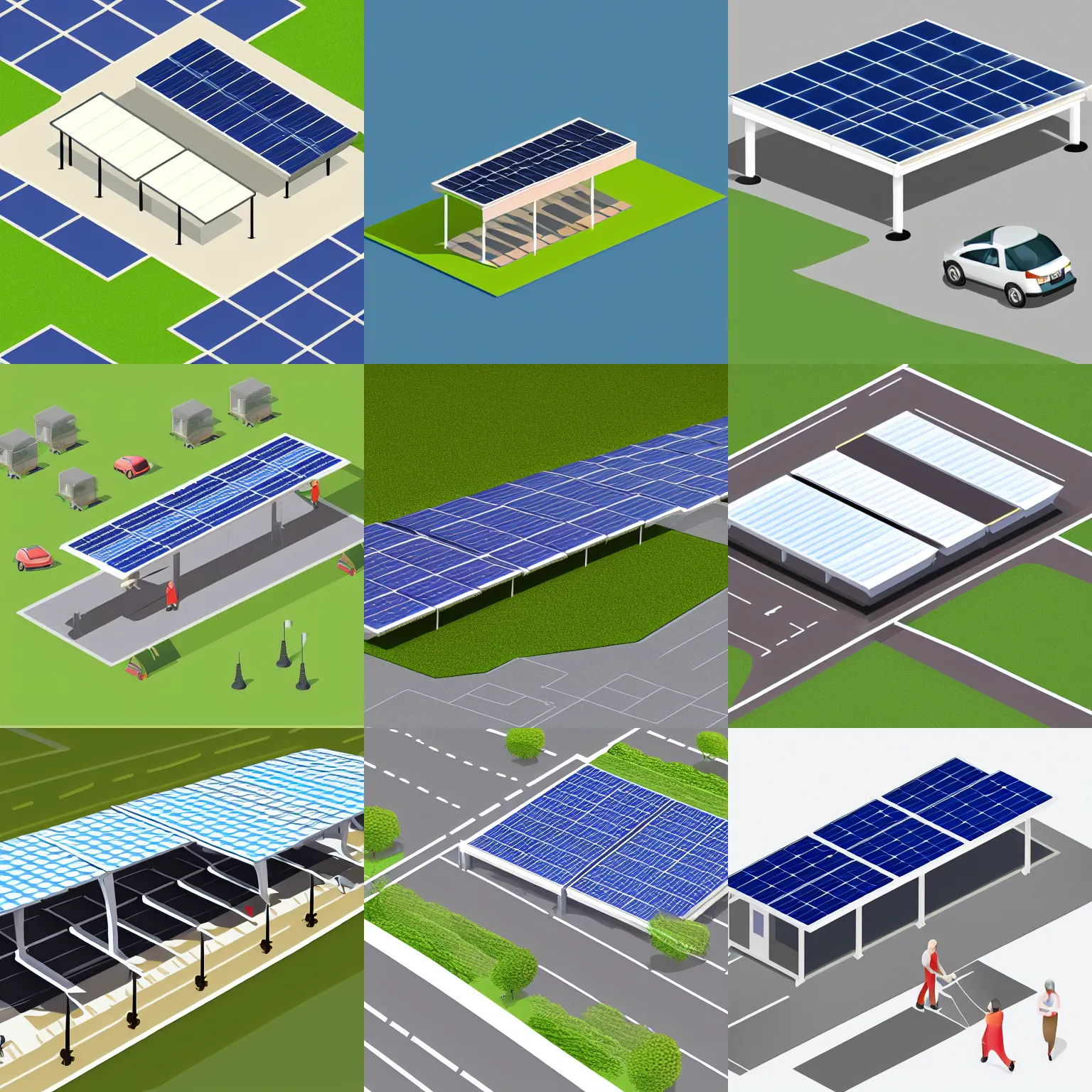 Prompt: webdesign icon for solar carport, isometric