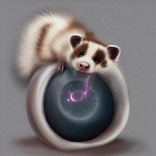 Prompt: A ferret is cuddling the time stone from Avengers, hyperdetailed, artstation, cgsociety, 8k